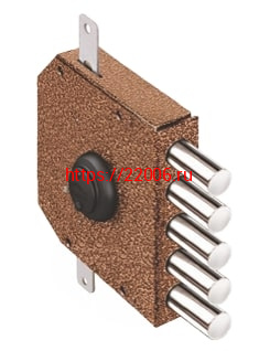 Замок Elbor (Эльбор) накладной гаражный Гранит 1.06.56.МА никель, сув., 5 риг., тяги, медный антик /00427/ Замок Elbor (Эльбор) накладной гаражный Гранит 1.06.56.МА никель, сув., 5 риг., тяги, медный антик /00427/