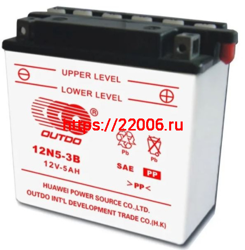 Аккумулятор OUTDO DC 12N5-3B (12v/5hr) сухозаряженный (120*60*130) 8 Аккумулятор OUTDO DC 12N5-3B (12v/5hr) сухозаряженный (120*60*130) 8