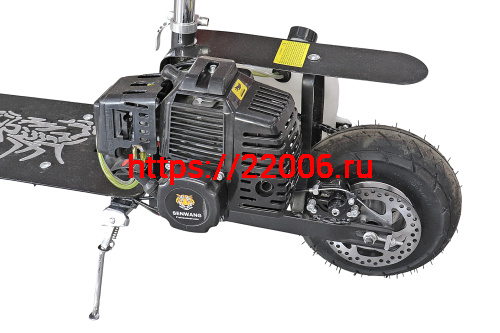 Мотосамокат (2-х.такт.,двиг.мотокоса 43см,диск.тормоза,бак 2л, 20км/ч) 10" фото 3 Мотосамокат (2-х.такт.,двиг.мотокоса 43см,диск.тормоза,бак 2л, 20км/ч) 10" фото 3