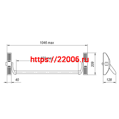 Ручка-штанга Fuaro (Фуаро) нажимная AP.1700B push-bar (ANTI-PANIC 1700В) накладной для одно/двуствор. дверей фото 3 Ручка-штанга Fuaro (Фуаро) нажимная AP.1700B push-bar (ANTI-PANIC 1700В) накладной для одно/двуствор. дверей фото 3