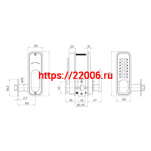 Замок Ajax (Аякс) накладной кодовый RIM-200 code SN мат.никель фото 4 Замок Ajax (Аякс) накладной кодовый RIM-200 code SN мат.никель фото 4