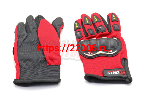 Перчатки с пальцами "SPORT" с защитой красные (сенсорные)