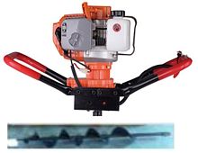 Мотобур бензиновый CLEVER (52см3, 2,5л.с., до 8500об/мин) шнек для бурения земли d-1500мм, l-1000 мм