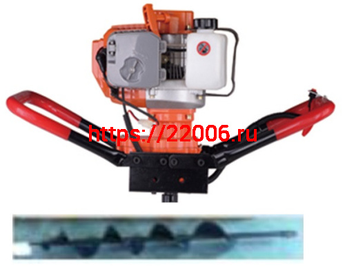 Мотобур бензиновый CLEVER (52см3, 2,5л.с., до 8500об/мин) шнек для бурения земли d-1500мм, l-1000 мм Мотобур бензиновый CLEVER (52см3, 2,5л.с., до 8500об/мин) шнек для бурения земли d-1500мм, l-1000 мм