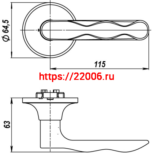 Ручка Punto (Пунто) защелка DK624 AB-PS (6024 AB-P) (без фик.) бронза фото 3