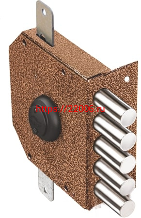 Замок Elbor (Эльбор) накладной Гранит 1.06.52.МА никель, сув., 5 риг., тяги, медный антик /00425/ Замок Elbor (Эльбор) накладной Гранит 1.06.52.МА никель, сув., 5 риг., тяги, медный антик /00425/