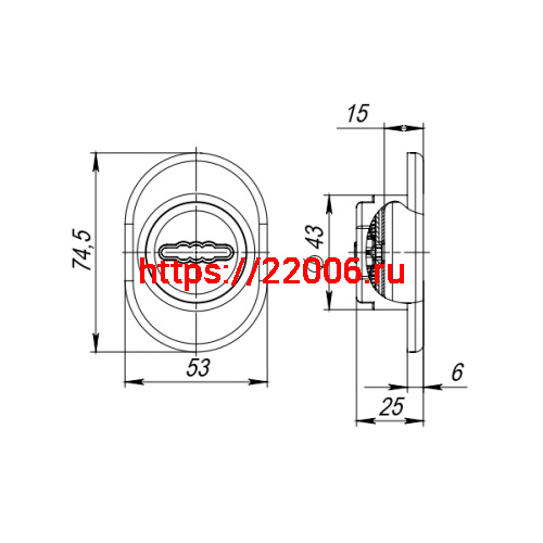 Накладка Fuaro (Фуаро) на сувальдный замок ESC.S-auto/U/OV.477 (ESC 477 U (70х50) ) с подпруж. шторками СР хром фото 2