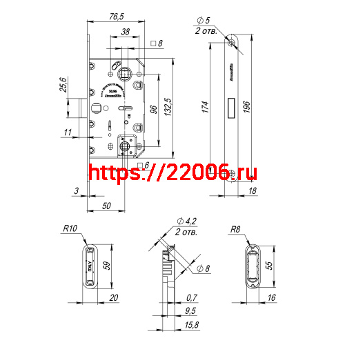 Магнитная Armadillo (Армадилло) защелка WC с ответной планкой GRAVITY G01.196.50.96 BL черный фото 3
