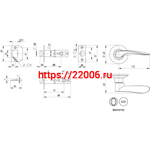 Ручка Punto (Пунто) защелка DK620 AC-BK (6020 AC-B) (фик.) медь фото 3 Ручка Punto (Пунто) защелка DK620 AC-BK (6020 AC-B) (фик.) медь фото 3