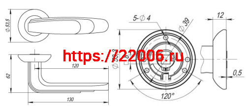 Ручка Fuaro (Фуаро) раздельная WING RM/HD SN/CP-3 матовый никель/хром фото 3