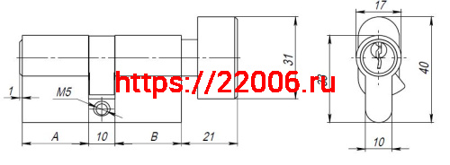Цилиндровый Ajax (Аякс) механизм (AX102/80) AX1002Knob80 (30+10+40) CP хром с вертушкой фото 3