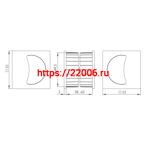 Ручка Armadillo (Армадилло) для раздвижных дверей SH.QUADRO55.010 SN-3 матовый никель фото 3