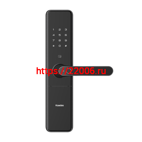 Замок врезной электронный с ручкой Kaadas S500 с отпечатком пальца, черный