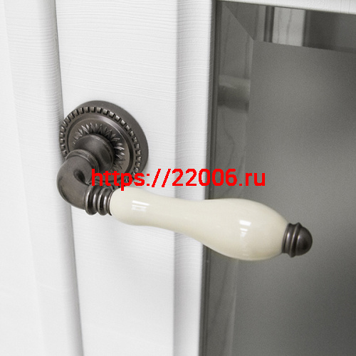 Ручка Armadillo (Армадилло) раздельная R.CL55.Silvia (Silvia CL1) AS/LWP-109 античное серебро/беж.фарфор фото 2