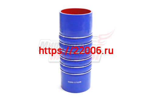Патрубок интеркулера КАМАЗ, силикон.,синий,армир. L265мм,d100мм. (HH025)