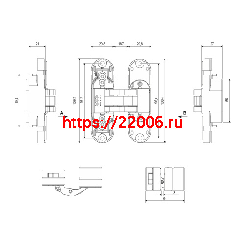 E30200.85.34 AGB (АГБ) (мат. хром) петля ECLIPSE 2.2 (4 накладки в комплекте) фото 2
