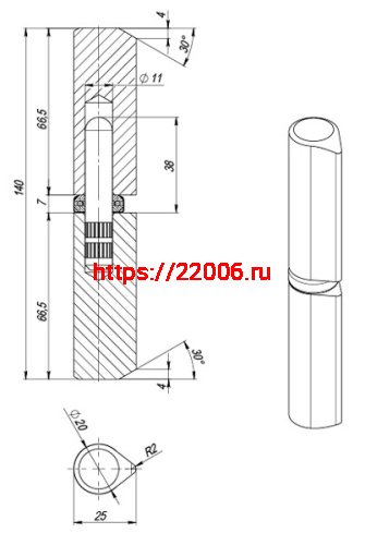 Петля приварная D20x140S (с фаской) фото 2 Петля приварная D20x140S (с фаской) фото 2