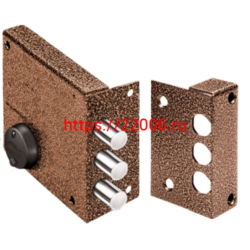 Замок Elbor (Эльбор) накладной Кремень 1.04.61.КМА никель, сув., 3 риг., зап. коробка, медный антик Замок Elbor (Эльбор) накладной Кремень 1.04.61.КМА никель, сув., 3 риг., зап. коробка, медный антик