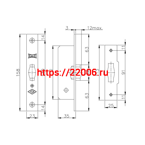 Защелка Kale kilit (Кале килит) врезная ролик 155/B (35 mm) (никель) фото 3 Защелка Kale kilit (Кале килит) врезная ролик 155/B (35 mm) (никель) фото 3