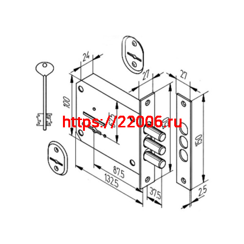Замок kerberos (KERBEROS) врезной сувальдный 115.21.003, 3 кл. фото 2
