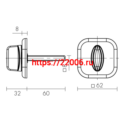 Ручка Fuaro (Фуаро) поворотная BKW8x60 XL (хром) CP-8 фото 3 Ручка Fuaro (Фуаро) поворотная BKW8x60 XL (хром) CP-8 фото 3