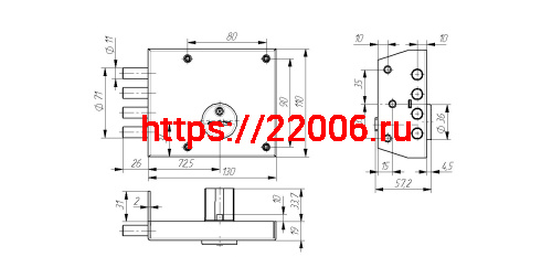 Замок Zenit (Зенит) накладной ЗН4-2 (медь) фото 2 Замок Zenit (Зенит) накладной ЗН4-2 (медь) фото 2