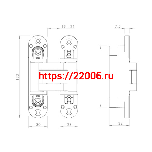 Петля Armadillo (Армадилло) скрытой установки U3D5000.VPG BL черный TECH фото 4
