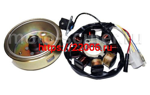Магнето в сборе 139QMB 50сс 8 кат (ротор+статор) TMMP 2 индукц катушки) фишка 2 конт.+ 2 провода Магнето в сборе 139QMB 50сс 8 кат (ротор+статор) TMMP 2 индукц катушки) фишка 2 конт.+ 2 провода