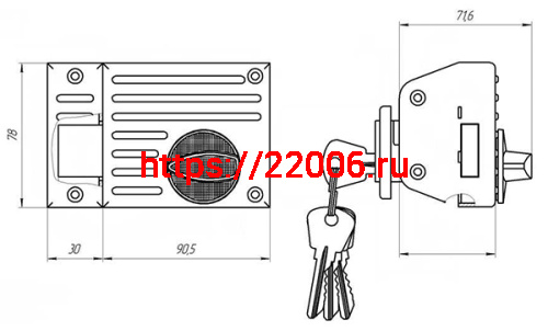 Замок Zenit (Зенит) накладной ЗН1-2.1 медь фото 2 Замок Zenit (Зенит) накладной ЗН1-2.1 медь фото 2