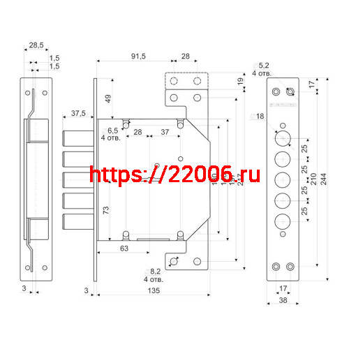 Замок Guardian (Гардиан) врезной сувальдный ЗВ 20.01 , 4 кл. (длин. кл. 54 мм) /128:4430/ фото 2
