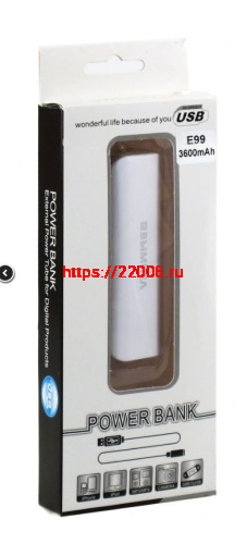 Внешний аккумулятор Е99 3600mAh (1 USB; 91х30х21мм; 60гр) Внешний аккумулятор Е99 3600mAh (1 USB; 91х30х21мм; 60гр)