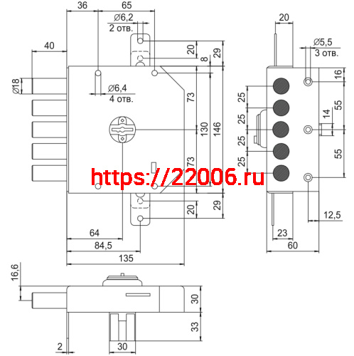 Замок Elbor (Эльбор) накладной Гранит 1.06.52.МА никель, сув., 5 риг., тяги, медный антик /00425/ фото 2 Замок Elbor (Эльбор) накладной Гранит 1.06.52.МА никель, сув., 5 риг., тяги, медный антик /00425/ фото 2