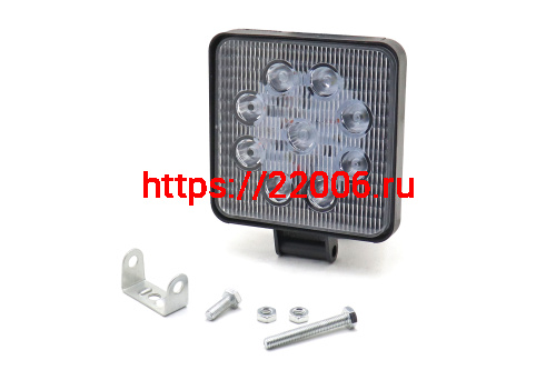 Фара светодиодная 27W 9 диодов SMD, 20мм квадрат. мет. корпус, дальний свет (Spot) фото 2 Фара светодиодная 27W 9 диодов SMD, 20мм квадрат. мет. корпус, дальний свет (Spot) фото 2