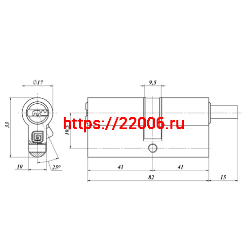 Цилиндровый механизм Guardian (Гардиан) с вертушком GB 82 мм (41/41V) Ni никель 5 кл. /128:4808/ фото 2
