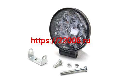 Фара светодиодная 27W 9 диодов SMD, 35мм круг. мет. корпус, ближний свет (Flood) фото 2