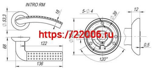 Ручка Fuaro (Фуаро) раздельная R.RM54.INTRO (INTRO RM) SN/CP-3 матовый никель/хром фото 4