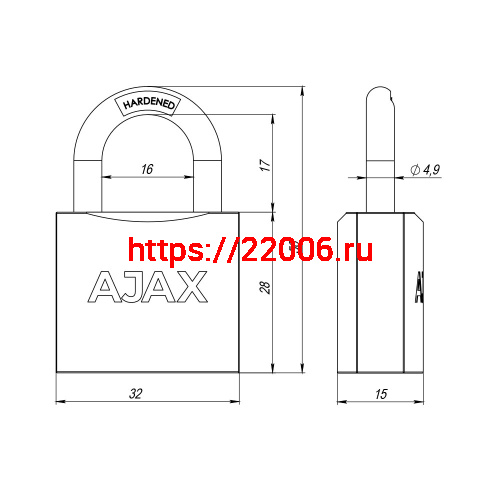 Замок Ajax (Аякс) навесной PD-0132 (PD-01-32) 3 key англ. фото 3 Замок Ajax (Аякс) навесной PD-0132 (PD-01-32) 3 key англ. фото 3