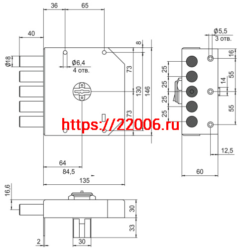 Замок Elbor (Эльбор) накладной сувальдный RеХ.3.12, 5 кл. фото 2