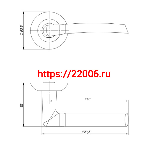 Ручка Punto (Пунто) раздельная R.ZR54.COMETA (COMETA ZR) SN/CP-3 матовый никель/хром фото 3