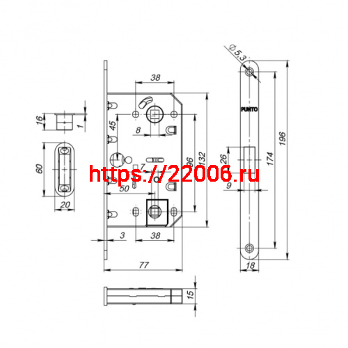 Защелка Punto (Пунто) врезная магнитная ML96WC-50/BL SSC-16 сатин.хром фото 2