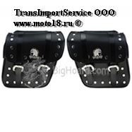 Сумки кожанные седельные (комплект 2 сумки (боковые), стиль "Чоппер" (иск.кожа, хром, заклепки))