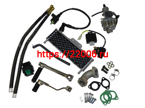 Двигатель 4т. 140 см3 YX-140 (1P56FMJ) (масл.охл.,МКПП4,все вверх,эл+кик) НИЖ.ЭЛ. для питб +РАДИАТОР фото 2