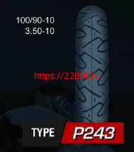 Покрышка 10" 100/90-10 Р243 без камеры, скутер, WANDA Покрышка 10" 100/90-10 Р243 без камеры, скутер, WANDA