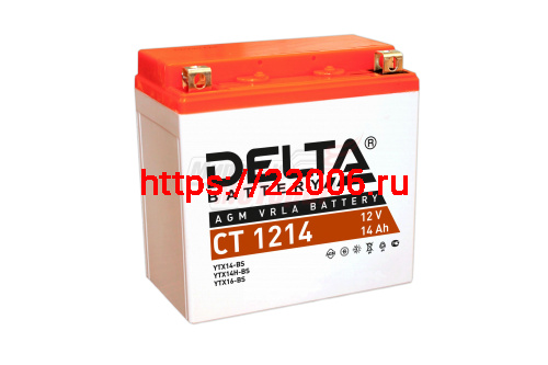 Аккумулятор 12В14Ач DELTA CT1214 (YTX14-BS) (кислотный, герметичный) (прямая полярн) (150*86*148мм) Аккумулятор 12В14Ач DELTA CT1214 (YTX14-BS) (кислотный, герметичный) (прямая полярн) (150*86*148мм)