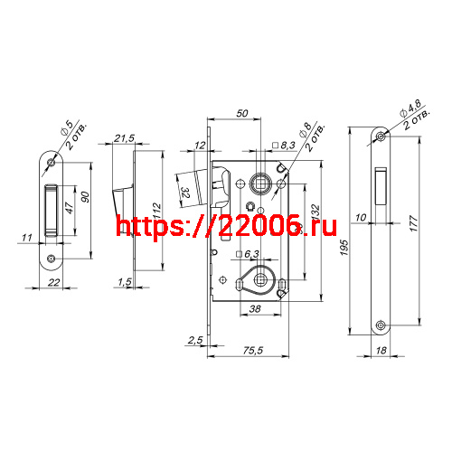 Защелка Fuaro (Фуаро) врезная MAGN5300-M-WС (5300-M-WC) GR графит фото 3
