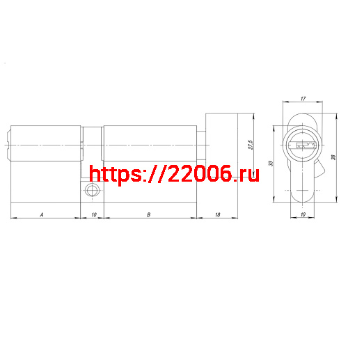 Цилиндровый Ajax (Аякс) механизм (AZ202/70) AZ2002Knob70 (30+10+30) CP хром фото 3