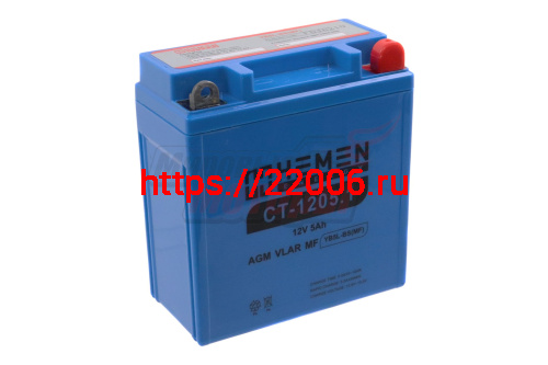 Аккумулятор 12В 5Ач HEMEN ENERGY CT1205.1 (YB5L-BS(MF)) (кислотный, герметичный) (обр.полярн.) (119*60*129мм) Аккумулятор 12В 5Ач HEMEN ENERGY CT1205.1 (YB5L-BS(MF)) (кислотный, герметичный) (обр.полярн.) (119*60*129мм)