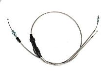 Трос газа прямой двойной в металлической оплетке (HL=880мм, FL=330мм) KAYO T2,T4