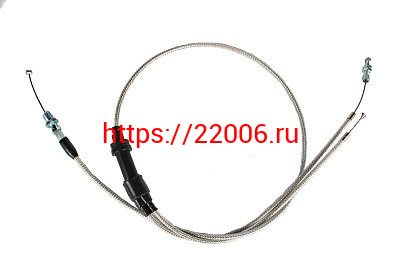Трос газа прямой двойной в металлической оплетке (HL=880мм, FL=330мм) KAYO T2,T4 Трос газа прямой двойной в металлической оплетке (HL=880мм, FL=330мм) KAYO T2,T4