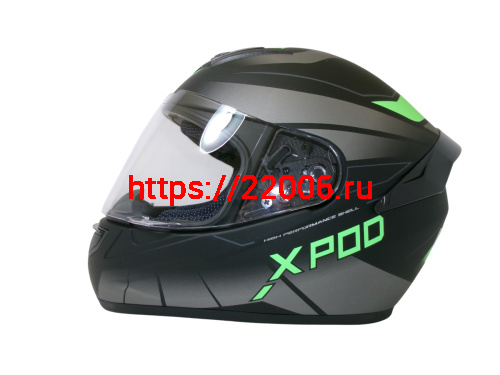 Шлем TVS RACING (Индия) XPOD DULL BLACK NEON GREEN размер L фото 2